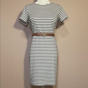 Banana Republic Black and White Striped Mini Dress (Belt not included)